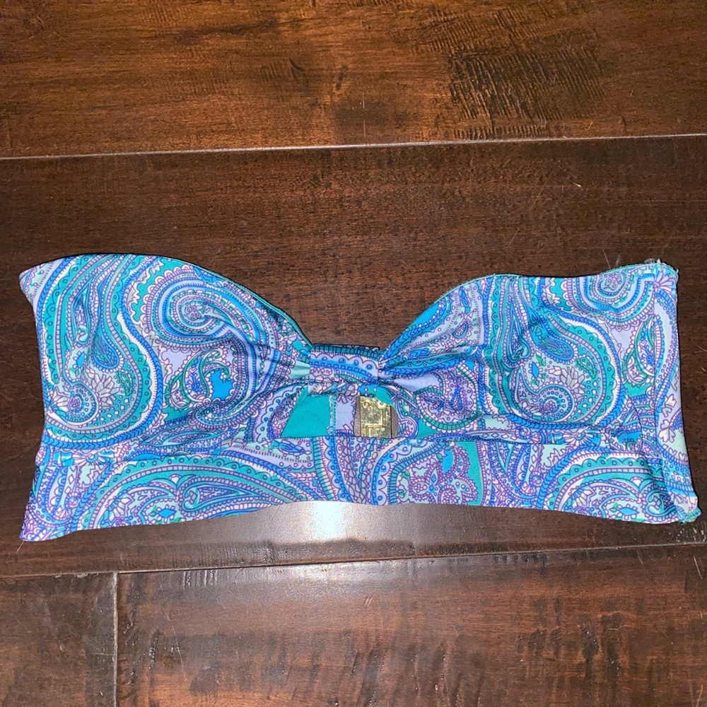 blue strapless bikini top